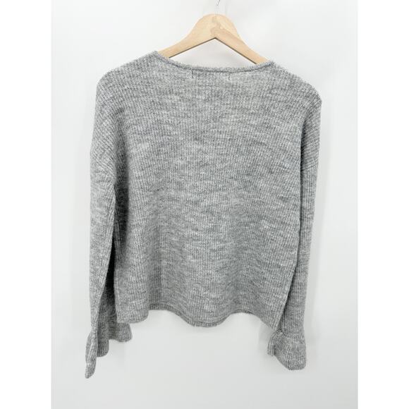 Vero Moda Sweater Women Small NWT Light Grey Melange Simone Long Sleeve Ruffle - Picture 2 of 10